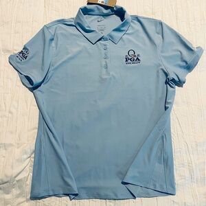 Nike women’s M 2025 PGA Championship Polo, Quail Hollow, NC. Light Blue Dri-Fit.